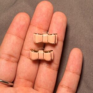 Kate Spade New York Pink and Tose Gold Copper Tone Bow Earrings
